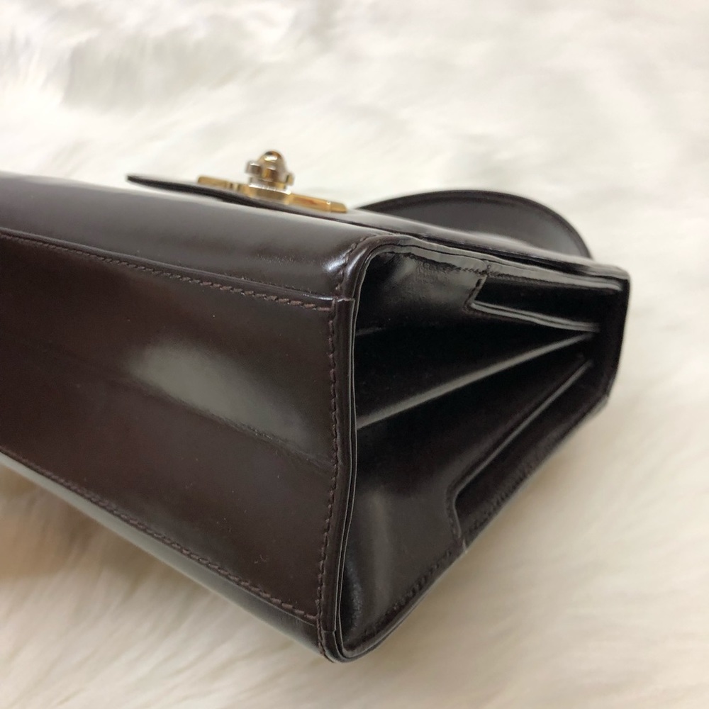 Gucci brown leather box handbag with Opal stone - Picture 3 of 10